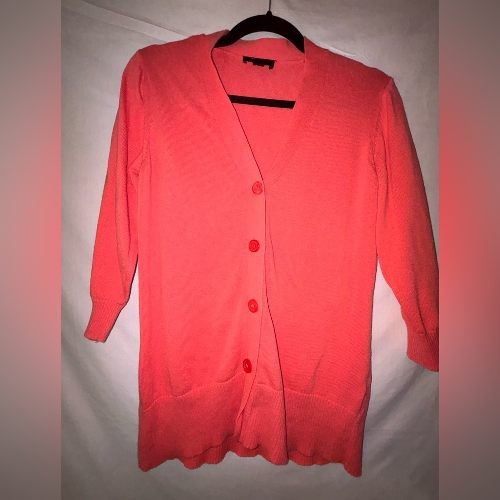 AB Studio Coral Button-Up Cardigan